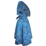 Vintage Blue Silk Brocade Pegged Dress and Shrug Handmade Size XS Photo 4
