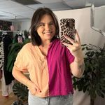 Pilcro  Gianna Contrast Short Sleeve V-Neck Tee Peach Pink Size XS Photo 0