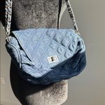 Chico's  Navy Quilted Shoulder Bag with Silver Chain Photo 4