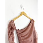 ZARA  Fitted Asymmetric Draped Organza Dress Medium One Sleeve Ruched Cocktail Photo 7