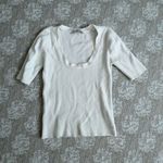 ZARA Basic Knit White Scoopneck Ribbed Top Size Small Photo 1