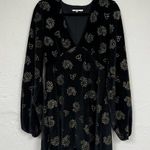 Tularosa Revolve Black Corduroy Gold Paisley Studded Mini Dress Womens S Boho Photo 2