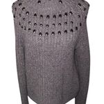 Apt. 9  Wool Chunky Knit Gray Cowl Neck Beaded Sweater Size Medium Photo 0