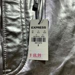 EXPRESS  Leather Pants Womens 6 Silver Metallic 5 Pockets Straight Leg Outdoor Photo 2