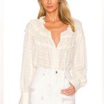 Free People NWT  Womens Hailey Ruffled Button Down Blouse Size M Photo 3