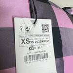 ZARA Top XS Black Pink Taffeta Windowpane Plaid Faux Wrap Belted Puff Sleeve NEW Photo 3