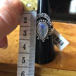 Natural Rainbow Moonstone Sterling Silver Ring Size 7 Photo 6