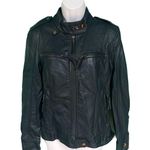 Black Rivet Navy Blue Leather Jacket Photo 0