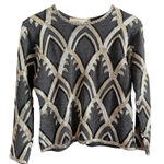 Adrienne Vittadini 90s Vintage Gray & Black Art Deco Beaded Sweater Small Petite Photo 0