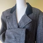 Vintage Charcoal Gray Herringbone Wool Coat w/ Velvet Collar Double Breasted L Gray Size L Photo 10
