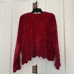 Cynthia Rowley Cozy Chenille Scallop Red Sweater • Size M Photo 4