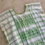 Mexican White/Green Embroidered Blouse Poncho Sz Small/Medium Photo 1