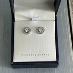 Contessa Di Capri Pierced Earrings CZ Cubic Zirconia Studs Sterling Silver Photo 0