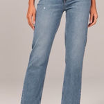 Abercrombie & Fitch A&F 90’s Straight Ultra High Rise 29 Short Criss Cross Medium‎ Distressed Wash Photo 0