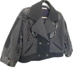 Angels Never Die Gray Crop Wool Blend Jacket Patchwork Beaded Detail Sz 1 Photo 3