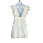 superdown  White Ruffle Mini Dress XS Plunging Bodycon Harlow Revolve $84 NEW Photo 5