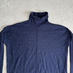 Eileen Fisher Women's  PS Blue 100% Merino Wool Turtle Neck Tunic Sweater Photo 1