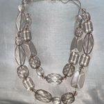 SILVER PLATED BRIOLETTE CUT LUCITE STATEMENT CHUNKY NECKLACE 22" Photo 1