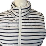 Colebrook navy blue and off white striped zip up puffer vest with pockets S Photo 4