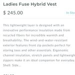 Peter Millar  ladies fuse hybrid vest XL $246 Photo 2