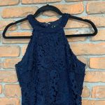 Lulus Love Poem Lace Halter Dress Womens Small Navy Floral Sleeveless Cocktail Blue Photo 1