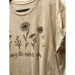 Womens Graphic T Shirt Helping Little Minds Grow XL Floral Print Short SCream XL Tan Photo 1
