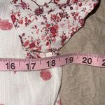 Mason & Belle  Caryn‎ Floral Tassel Tie Short Sleeve Blouse Red White Medium Photo 5