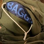 Baggu Rare HTF Vintage Olive Green Cotton  Lightweight Backpack Bag Photo 6