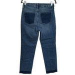 Boden Colorblock Raw Hem Straight Crop Jeans Artsy Picnic Summer Comfort 6L Blue Size undefined Photo 4