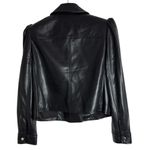 Chico's Black Faux Leather Moto Jacket Asymmetrical Zip Puff Shoulder Sz US 12 Photo 1
