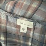 J JILL Love 100% Linen Plaid Sleeveless Maxi Dress Blue Coastalcore Sz S White Photo 6