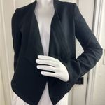 BCBGMAXAZRIA Abbey Blazer Jacket Black Asymmetrical Open-Front Crop S Photo 1