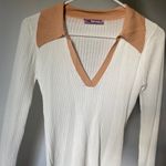 white long sleeve collared top Photo 2