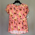 Bobeau peach floral t-shirt size small with high low front - back Photo 2