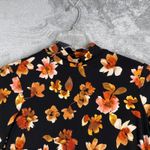 Susan Graver  Shirt Floral Mock Neck Dark Floral Flowers‎ Casual Autumnal Fall XS Photo 3