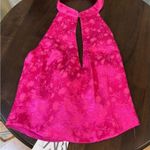 ZARA Pink Floral Jacquard Halter Top With Keyhole Neckline Women's Sleeveless L Photo 3