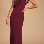 Lulus Lulu‘s maroon/red one shoulder dress Photo 0