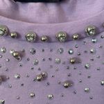 SheIn  Women’s XS Extra Small Light Purple Bead Embellished Short Sleeve T-Shirt Photo 3