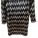 Piperlime Collection NEW sequin long sleeve mini formal dress zip zag gold black Black Photo 1