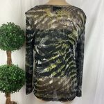 Lynn Ritchie 100% Silk Green & Black Sheer Long Sleeve Tee Shirt Top XL Photo 1