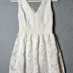 Soiéblu Soieblu Dress Womens Small Cream Deep V Neck Lace‎ Overlay Sleeveless Dress NEW Photo 0