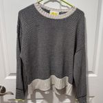 Chic Striped Black and Cream Crew Neck Sweater Size M Photo 0