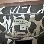 Max Studio | Pull-On Wide Leg Pants Cream Ivory Black Foliage Print | Size 2X Photo 5