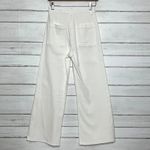 Annie Griffin Anniewear White Wide Leg Jeans High Rise Stretch Denim Raw Hem Size Small Photo 2