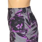 Lord & Taylor gray black purple abstract floral cotton Photo 5