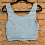 Iris Women's Chambray Denim Wide Strap Scoop Neck Cropped Tank Top Blue - Size L Photo 1