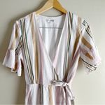 Privacy Please Privacy‎ Please May Mini Wrap Dress in Multi Stripe Pink & Tan, Size Medium Photo 2
