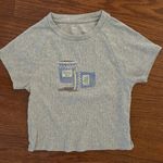 Aerie Rib-Knit Cropped T-Shirt Baby Tee Size Medium Coffe Print Photo 10