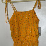 BP Women's Yellow Floral Print Tie Strap Sleeveless Crop Top Tank Size Small Photo 0