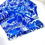 Farm Rio Tile Dream Cotton Puff Sleeve Peplum Top Blouse Blue White Large NWT Photo 13